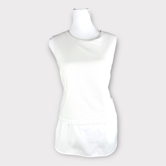Theory White Sleeveless Blouse with attached Undershirt - Size Large - Picture 2 of 16